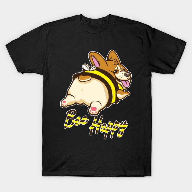 Bee Happy Corgi with Bee Costume T-Shirt by Littlelimehead